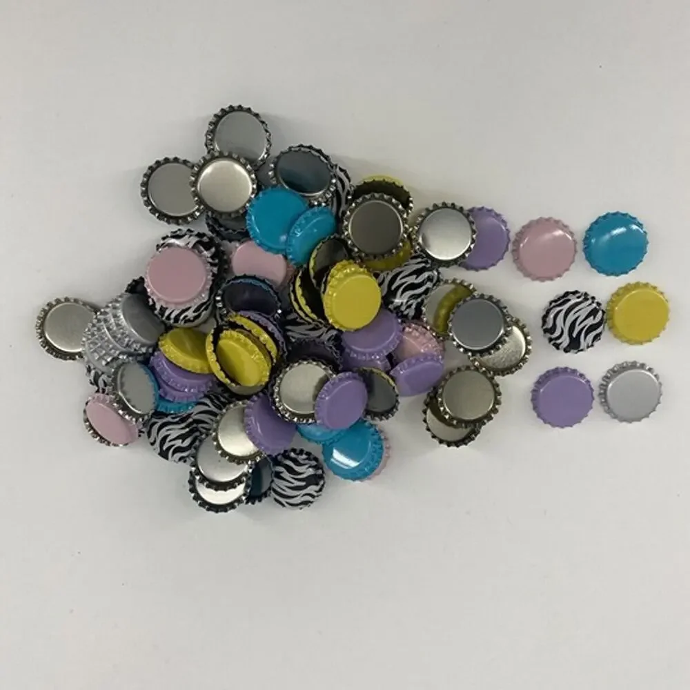 120 Assorted Metal Bottle Caps Crafts Home Brewing DIY Mixed Colors & Zebra New